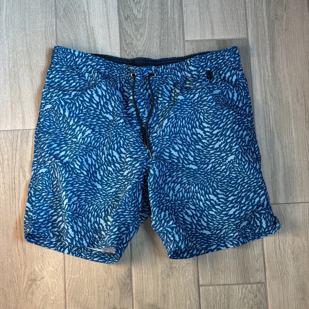 Blue Patterned Men's Swim Shorts